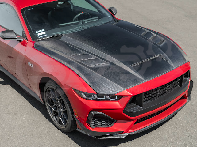 2024-Up Ford Mustang S650 | Terminator Style CARBON FIBER Front Vented Hood
